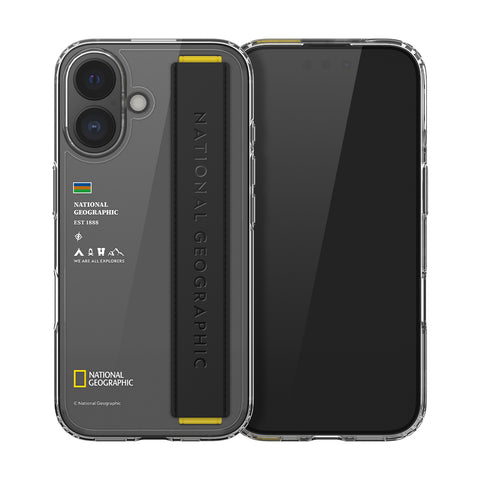 Nat Geo iPhone 16 Back Cover Case | Strap - Clear Black