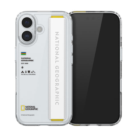 Nat Geo iPhone 16 Back Cover Case | Strap - Clear White