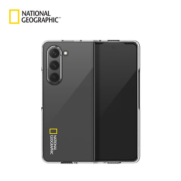 Nat Geo Galaxy Z Fold 5 Back Cover Case | Front Glass Slim Fit Case  - Basic Logo  (Clear)