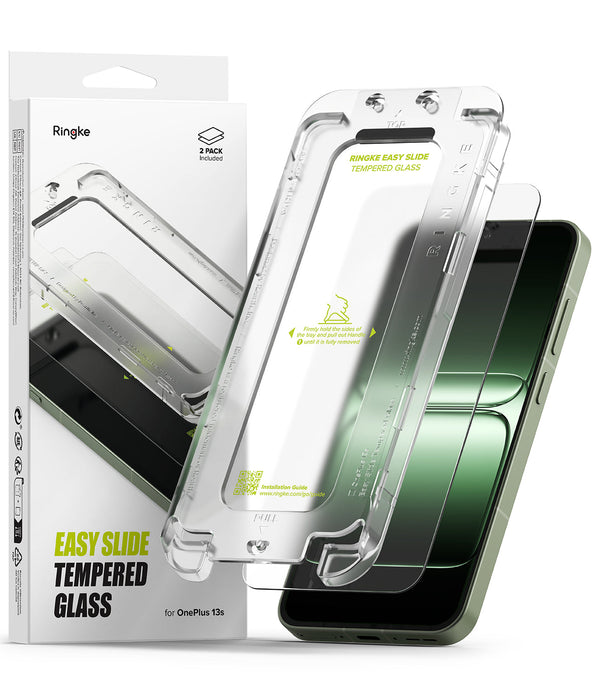 OnePlus 13S Tempered Glass Screen Protector Guard | Easy Slide Transparent - 2 Pack (with Installation Tool)