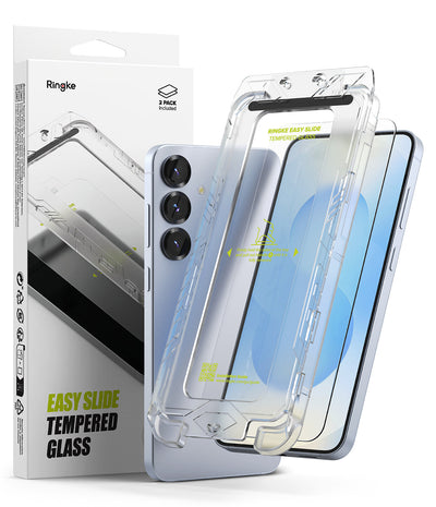 Galaxy S25 Plus Tempered Glass Screen Protector Guard | Easy Slide Transparent - 2 Pack (with Installation Tool)