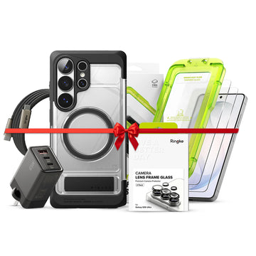 Galaxy S26 Ultra UX Magnetic Clear + Tempered Glass 2 Pack + Camera Lens Protector 2 Pack + 65w GaN Charger + USB Type C Cable 1M Black