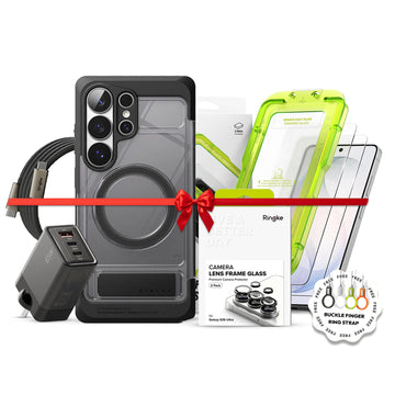 Galaxy S26 Ultra UX Magnetic Smoke Black + Tempered Glass 2 Pack + Camera Lens Protector 2 Pack + 65w GaN Charger + USB Type C Cable 1M Black