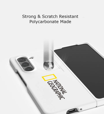 Nat Geo Galaxy Z Fold 5 Back Cover Case | Slim Fit Case -  BIg Logo (White)