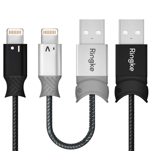Ringke SMART FISH CHARGING CABLE - LIGHTNING ( 2 SET ) - BLACK + GRAY