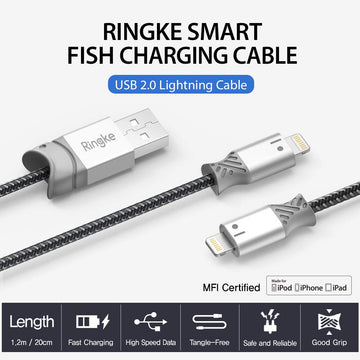 Ringke Lightning Braided Nylon Cable  [4 ft] + [0.6 feet] Lightning to USB A Port