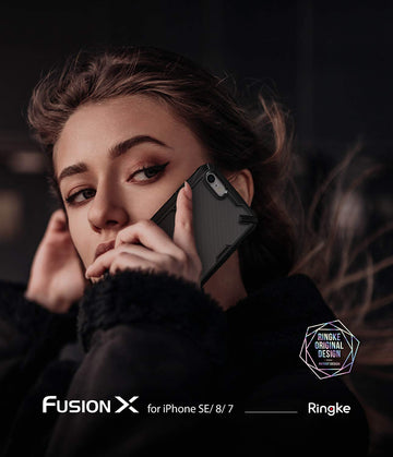 Apple iPhone SE (2nd generation) Back Cover Case | Fusion X Design Carbonfiber Black