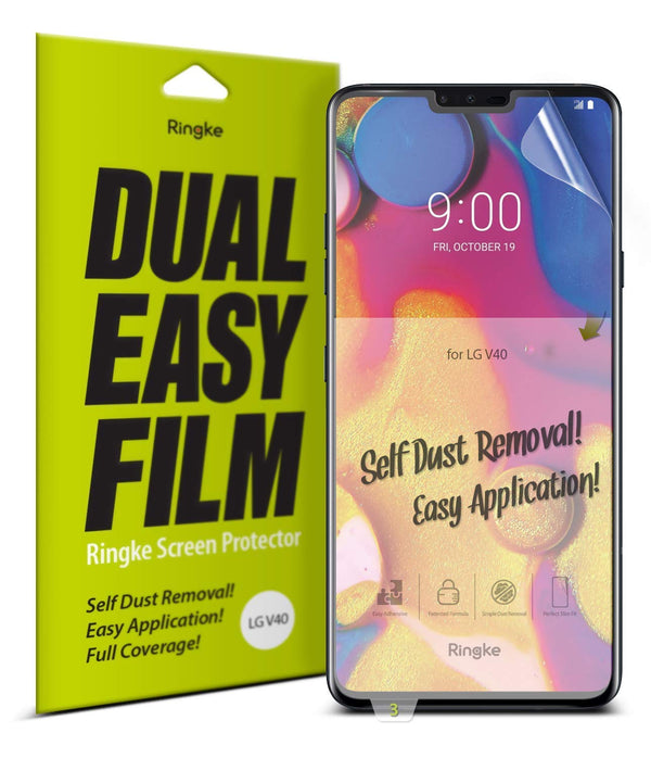 LG V40 Screen Protector Film - Dual Easy Full* 2 Pack